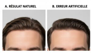 Comparaison d'une ligne frontale réussie et d'une ligne frontale artificielle : Illustration des erreurs à éviter pour garantir un résultat indétectable.