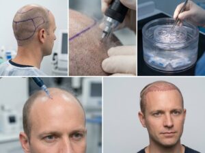 L'équipe médicale commence par raser la zone donneuse afin de faciliter l'extraction précise de chaque unité folliculaire