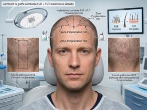 Le chirurgien utilise la technique FUE pour extraire des unités isolées avec une précision constante remarquable et ciblée.